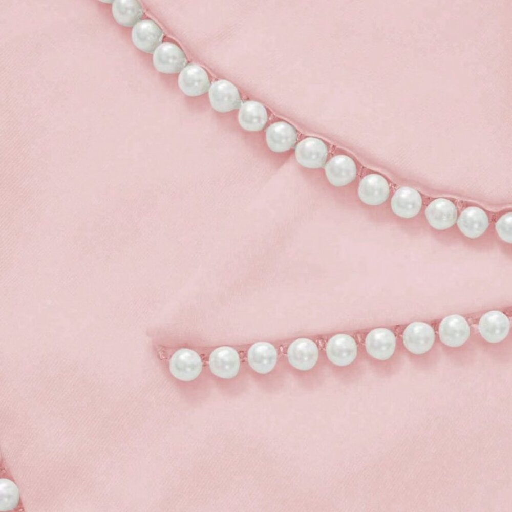 Pink Elegant Women's Romantic Backless Pearl Bow Prom Dress - Picture 6 of 7